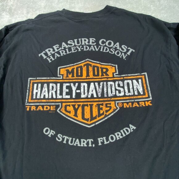 Harley Davidson Shirt XL Black Skull Print Motorcycles Double Sided Stuart FL - Picture 11 of 13